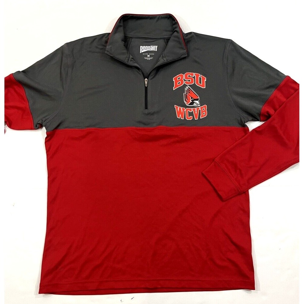 Pennant Ball State University Womens Club Volleyball 1/4 Zip‎ Pullover Top M BSU